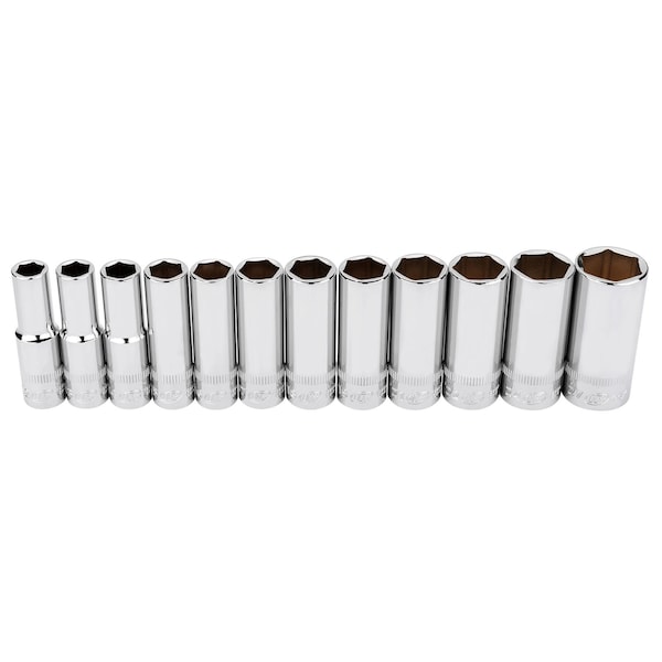 12 Piece 1/2 Inch Drive Deep Socket Set - Metric 6-Pt